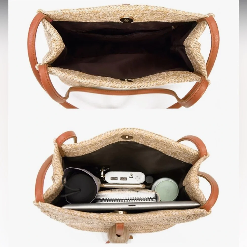 🆕 Round Summer Straw Bag Big Weave Handbags Beach Shoulder Bags